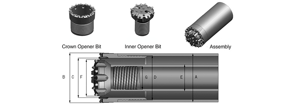 Double Casing Rock Drilling Bits Crown Bit